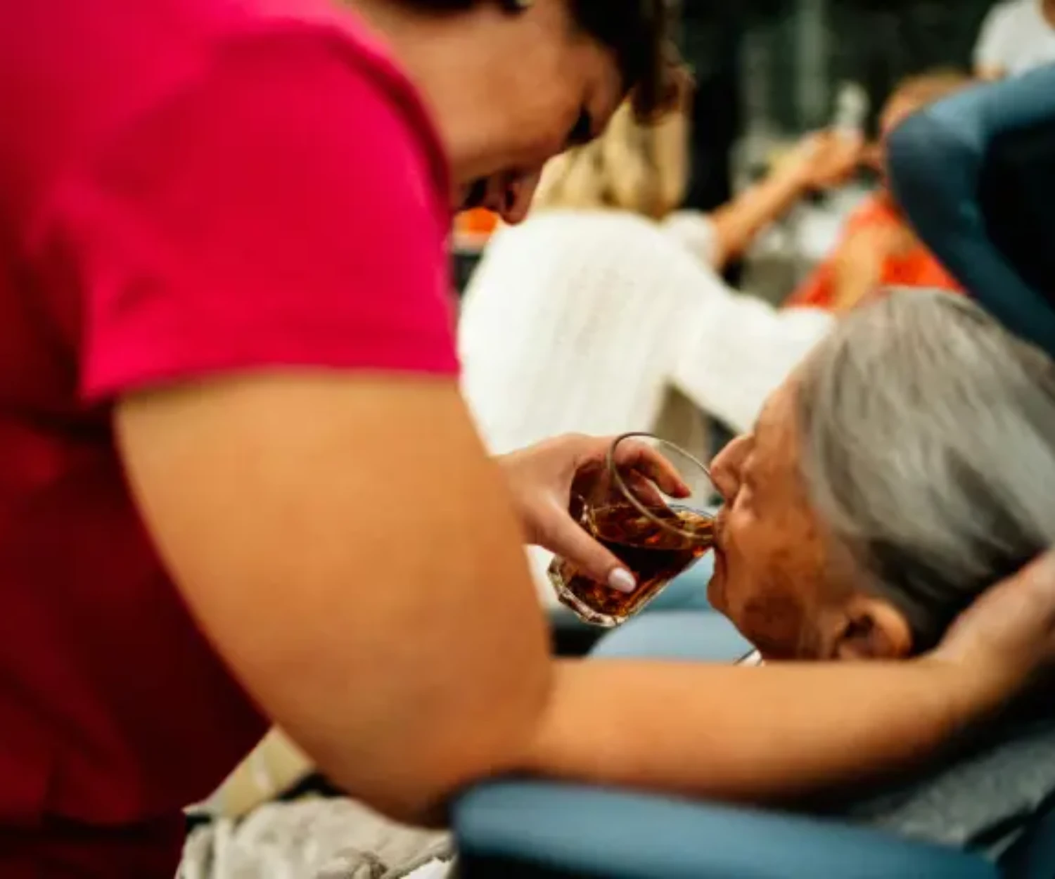 Elderly person receiving care