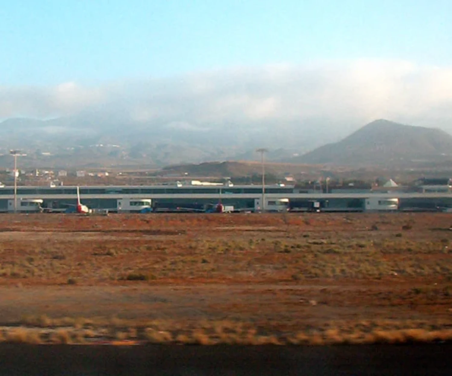 Tenerife South Airport with aircraft and terminal buildings